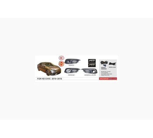 Противотуманки 2016-2019 (галогенні) для Honda Civic Sedan X 2016-2021 рр.