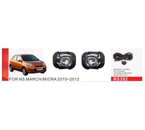 Противотуманки 2010-2012 (2 шт, галогенні) для Nissan Micra K13 2011-2016 рр.