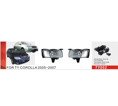 Протитуманки 2004-2007 (2 шт, галогенні) для Toyota Corolla 2002-2007 рр.