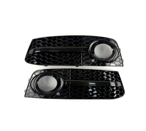 Решітки протитуманних фар RS-Style (2007-2011, 2 шт, Чорний) для Audi A4 B8 2007-2015 рр.
