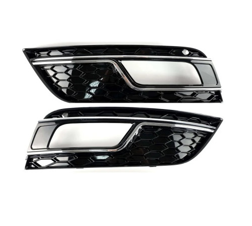 Решітки протитуманних фар RS-Style (2012-2015, 2 шт, Чорний) для Audi A4 B8 2007-2015 рр.