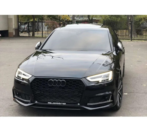 Решітки протитуманних фар з отвором RS-Style (2015-2019, 2 шт, Чорний) для Audi A4 B9 2015-2024 рр.