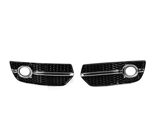 Решітки протитуманних фар RS-Style (2008-2012, 2 шт, чорний з хромом) для Audi Q5 2008-2017 рр.