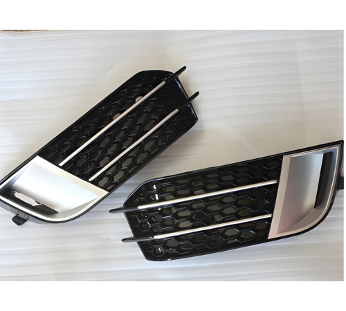 Решітки протитуманних фар RS-Style (2010-2014, 2 шт, Чорний з сірим) для Audi A1 2010-2018 рр.