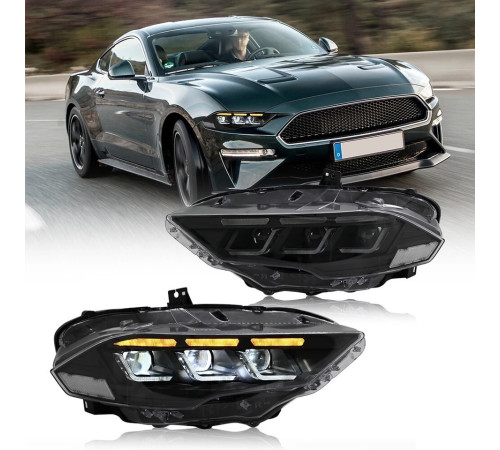 Передні фари FullLed (2018-2023, 2 шт) для Ford Mustang 2015-2023 рр.
