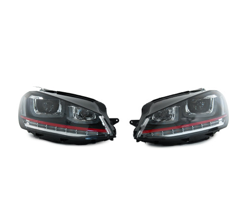 Передні фари Red-V2 (2012-2017, динамічний поворот, 2 шт) для Volkswagen Golf 7/E-Golf 2012-2020 рр.